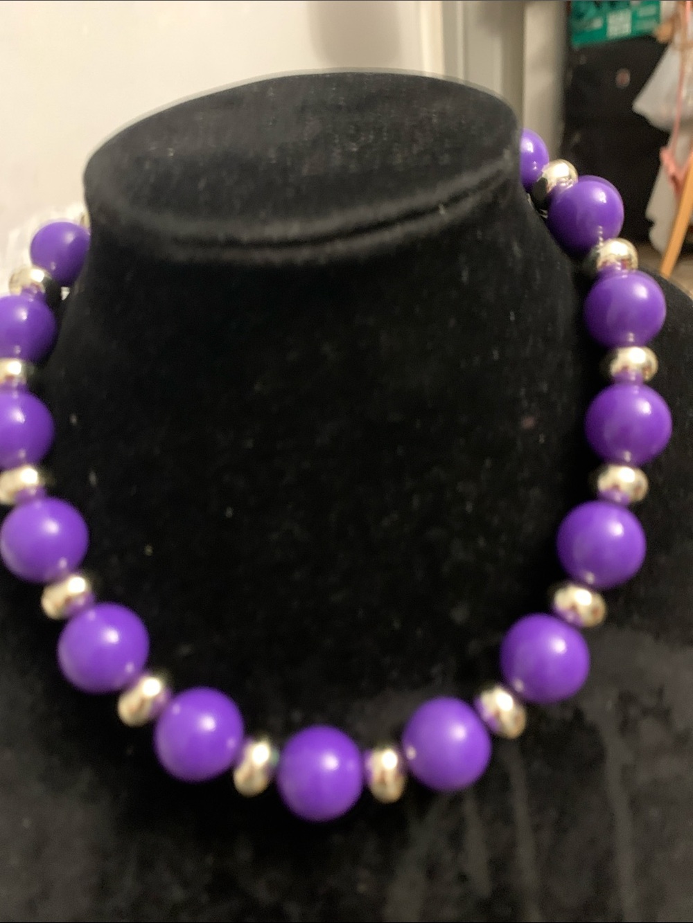 NWOT Purple Beaded Necklace with Silver Accents - Women Jewelry